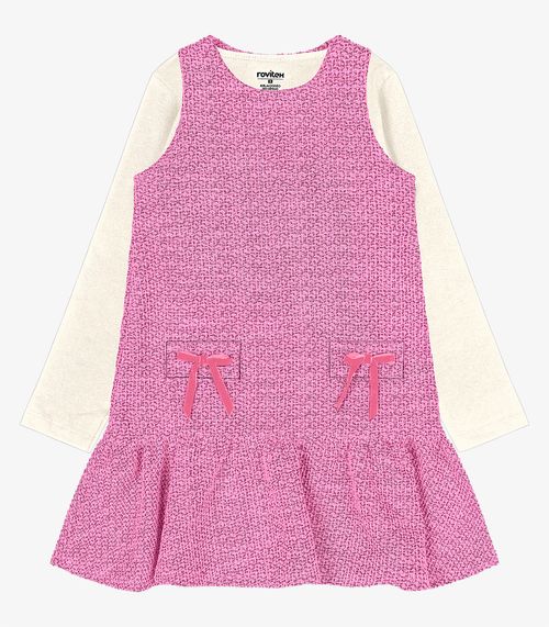 Conjunto Vestido Com Blusa em Tweed Trick Nick Rosa