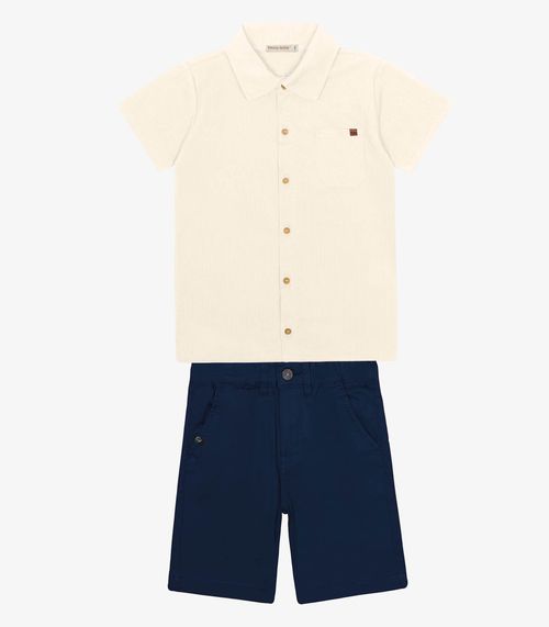 Conjunto Infantil Camisa Com Bermuda Trick Nick Bege