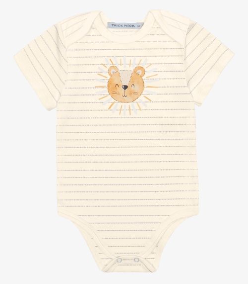 Body Infantil Cotton Listrado Trick Nick Bege