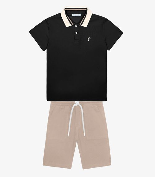 Conjunto Infantil Polo Com Bermuda Trick Nick Preto