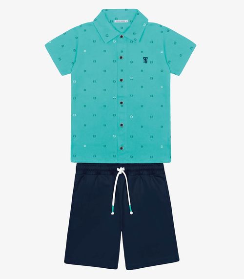 Conjunto Infantil Camisa Com Bermuda Trick Nick Verde