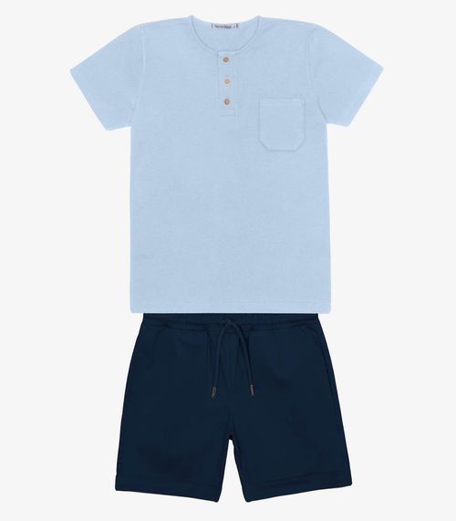 Conjunto Infantil Camiseta Com Bermuda Trick Nick Azul