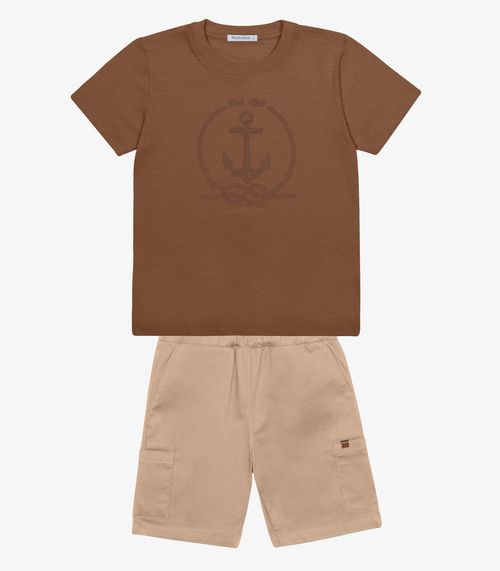 Conjunto Infantil Camiseta Com Bermuda Trick Nick Marrom