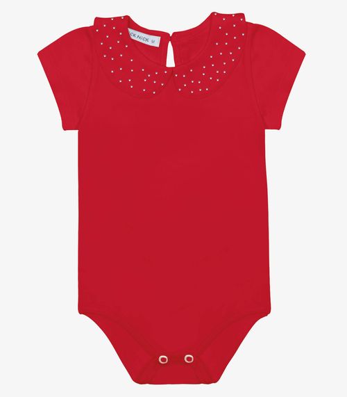Body Infantil Menina Gola Com Strass Trick Nick Vermelho