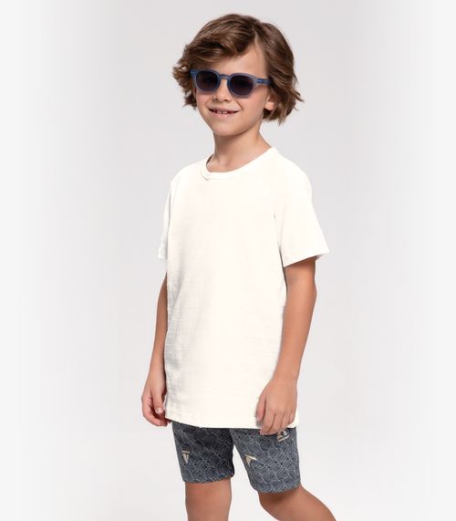 Camiseta Infantil Masculina  Meia Malha Trick Nick Bege