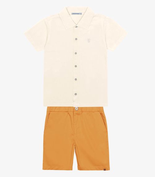 Conjunto Infantil Camisa Com Bermuda Trick Nick Bege