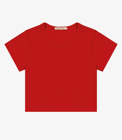 Blusa Cropped Infantil Ribana Canelada Trick Nick Vermelho