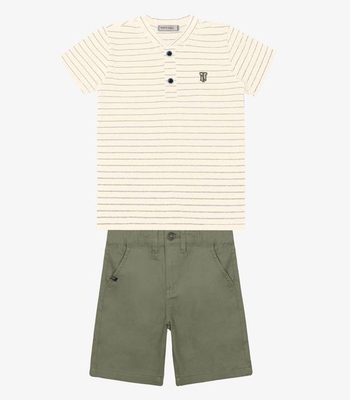 Conjunto Infantil Camiseta Com Bermuda Trick Nick Bege