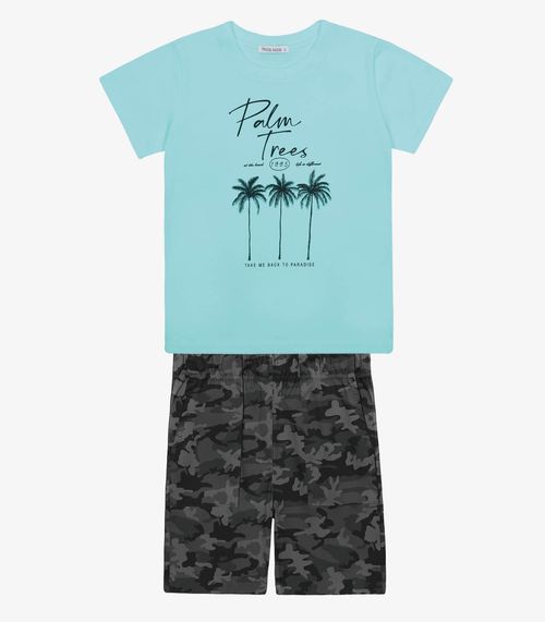 Conjunto Infantil Camiseta Com Bermuda Trick Nick Azul