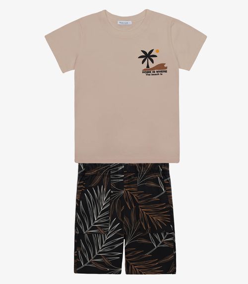 Conjunto Infantil Camiseta Com Bermuda Trick Nick Marrom