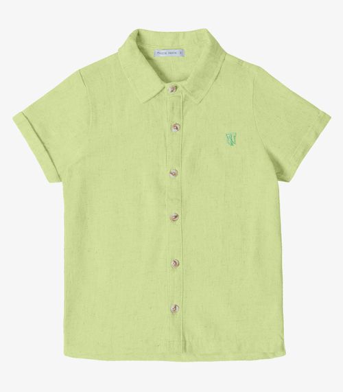 Camisa Infantil Masculina Com Botões Trick Nick Verde