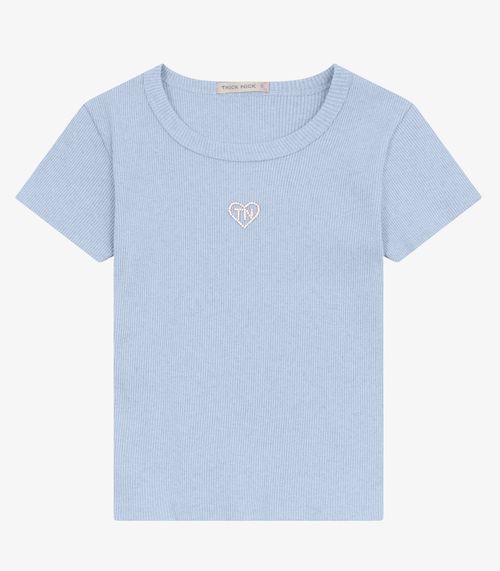 Blusa feminina em Ribana 2x1 Mescla Trick Nick Azul