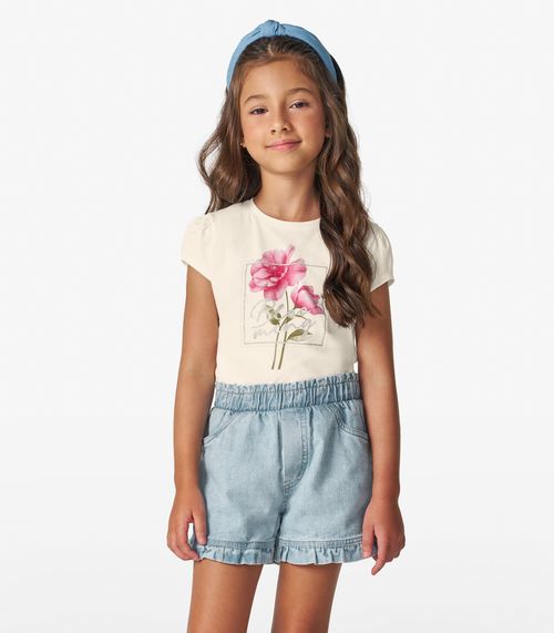 Conjunto Blusa Com Shorts Infantil Trick Nick Bege