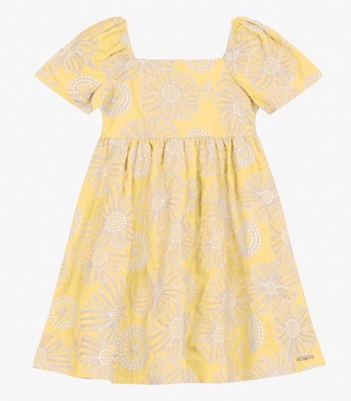 Vestido Infantil em Algodão Flor Trick Nick Amarelo