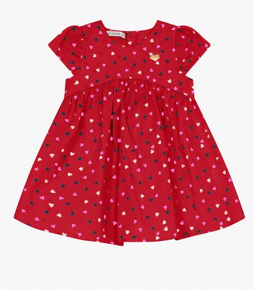 Vestido Infantil em Popeline Trick Nick Vermelho