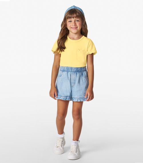 Blusa feminina Infantil em Meia Malha Trick Nick Baunilha