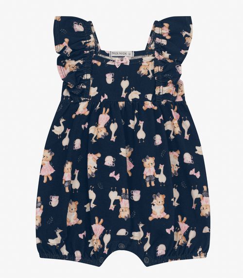 Macaquinho infantil Feminino em Cotton Trick Nick Azul