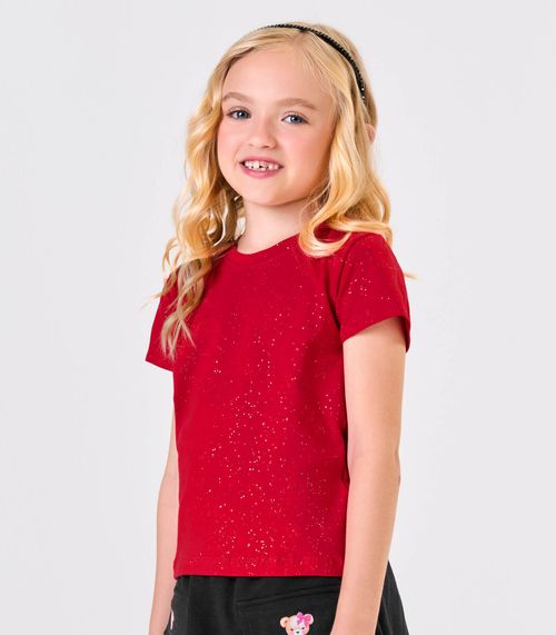Blusa Infantil Cotton Glitter Trick Nick Vermelho