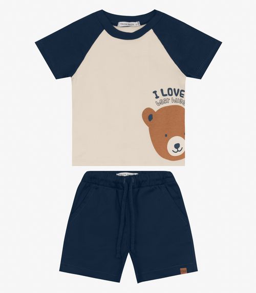 Conjunto Camiseta com Bermuda Masculino Trick Nick Azul Marinho