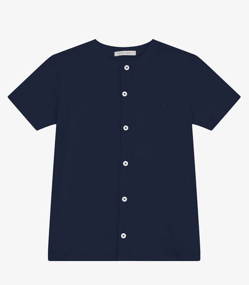 Camisa Masculina em Meia Malha MaquinetaTrick Nick Azul