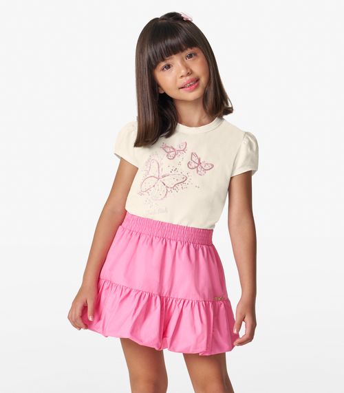 Blusa feminina em Cotton Leve Trick Nick Off White