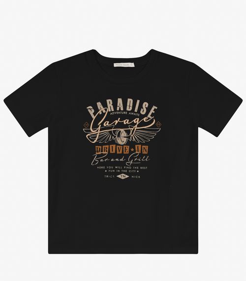 Camiseta Masculina em Meia Malha Trick Nick Preto