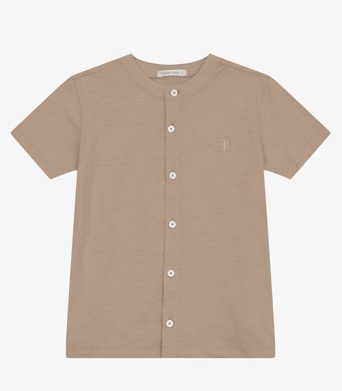 Camisa Masculina em Meia Malha MaquinetaTrick Nick Marrom