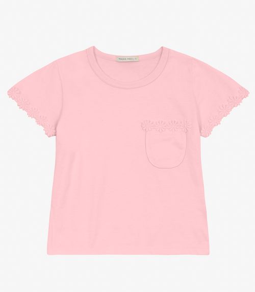 Blusa feminina Infantil em Meia Malha Trick Nick Rosa