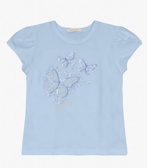 Blusa feminina em Cotton Leve Trick Nick Azul
