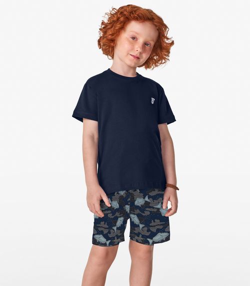 Bermuda Infantil Estampa De Peixes Trick Nick Azul
