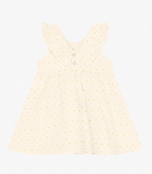 Vestido Infantil em Cotton Plumetis Trick Nick Bege