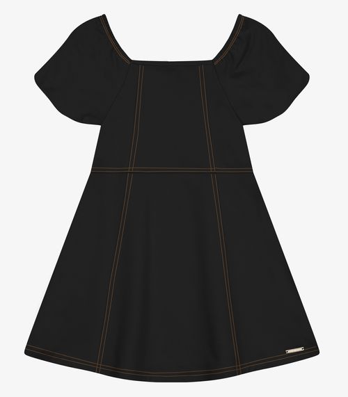 Vestido Infantil em Moletinho Denim Trick Nick Preto