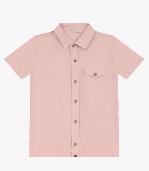 Camisa Infantil em Viscose Dobby Trick Nick Rosa