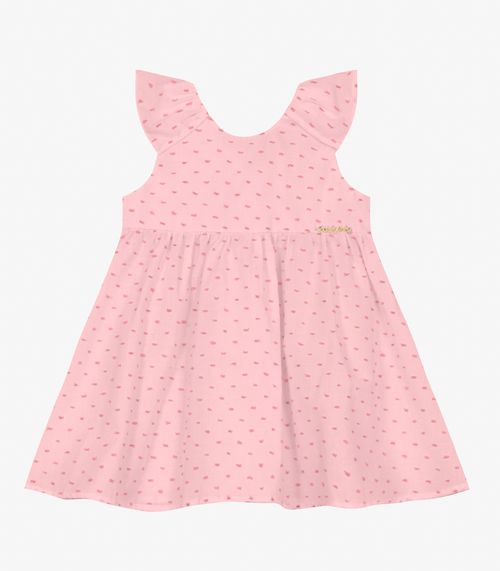 Vestido Infantil em Cotton Plumetis Trick Nick Rosa