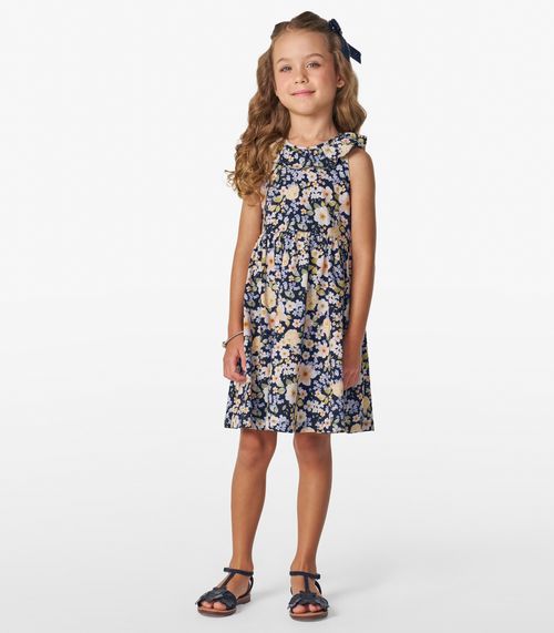 Vestido Infantil em Cotton Leve Trick Nick Azul Marinho