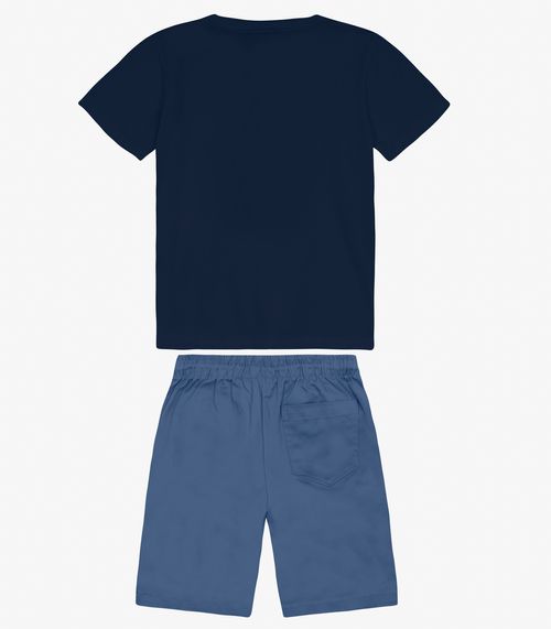 Conjunto Masculino Camiseta com Bermuda Trick Nick Azul Marinho