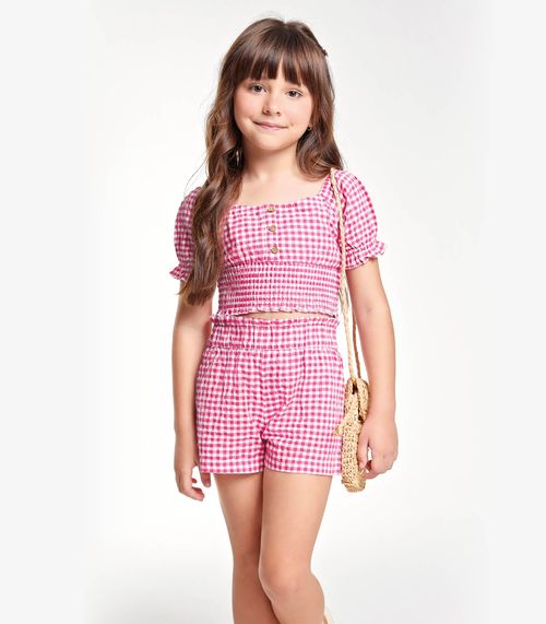 Conjunto Feminino Blusa com Shorts Trick Nick Rosa