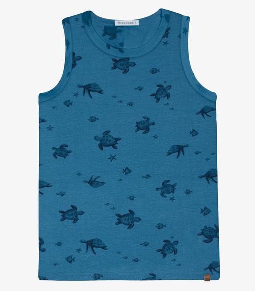 Regata Machão Infantil Menino Cotton Trick Nick Azul