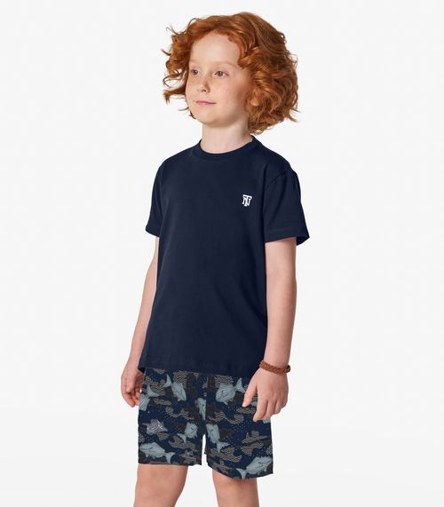 Bermuda Infantil Estampa De Peixes Trick Nick Azul