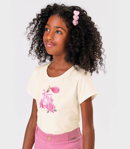 Blusa Infantil Feminina Cotton Trick Nick Bege