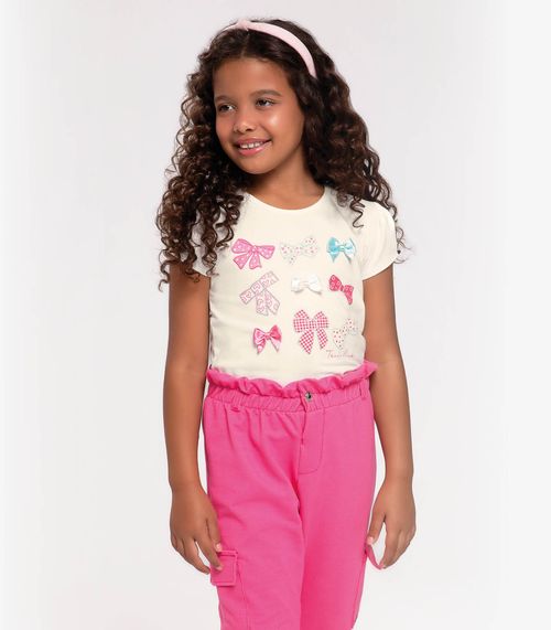 Blusa Infantil Feminina Laços Trick Nick Bege