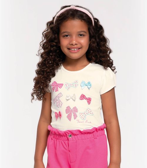 Blusa Infantil Feminina Laços Trick Nick Bege
