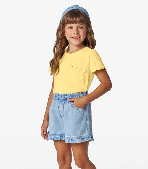 Blusa feminina Infantil em Meia Malha Trick Nick Baunilha