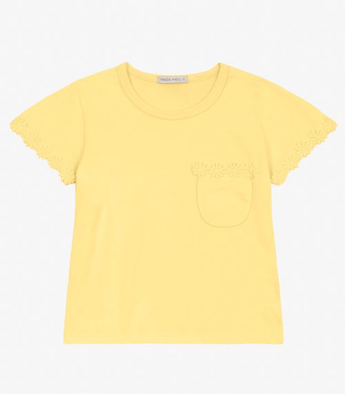 Blusa feminina Infantil em Meia Malha Trick Nick Baunilha