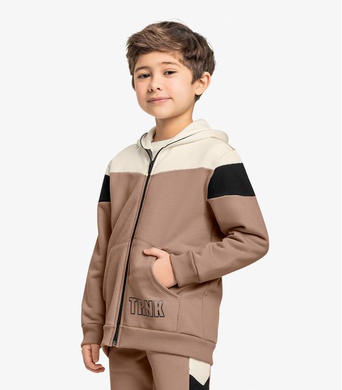 Conjunto Jaqueta Com Capuz e Calça Trick Nick Marrom