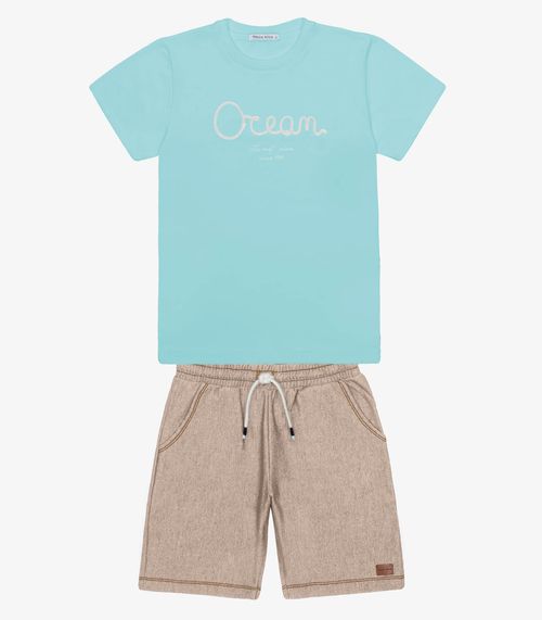 Conjunto Infantil Camiseta Com Bermuda Trick Nick Azul