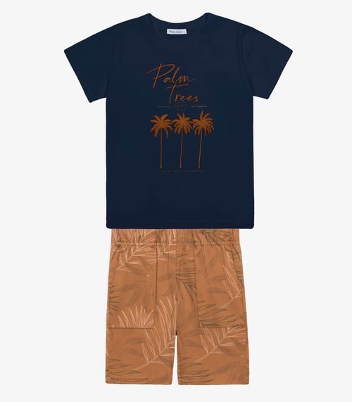Conjunto Infantil Camiseta Com Bermuda Trick Nick Azul