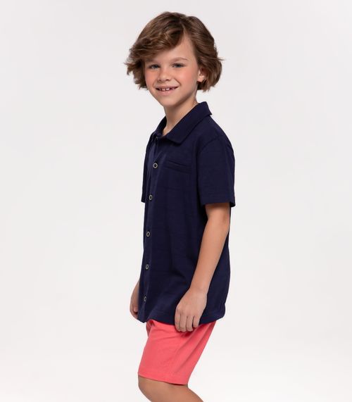 Bermuda Infantil Masculina Em Linho Trick Nick Rosa