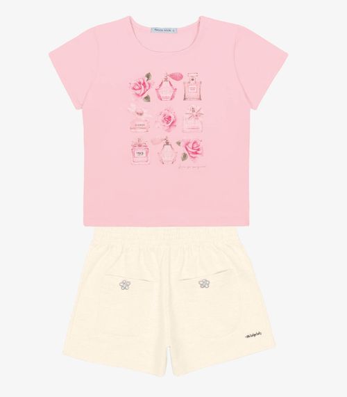 Conjunto Menina Blusa Com Shorts Trick Nick Rosa