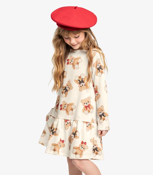 Vestido Infantil Trick Nick Bege